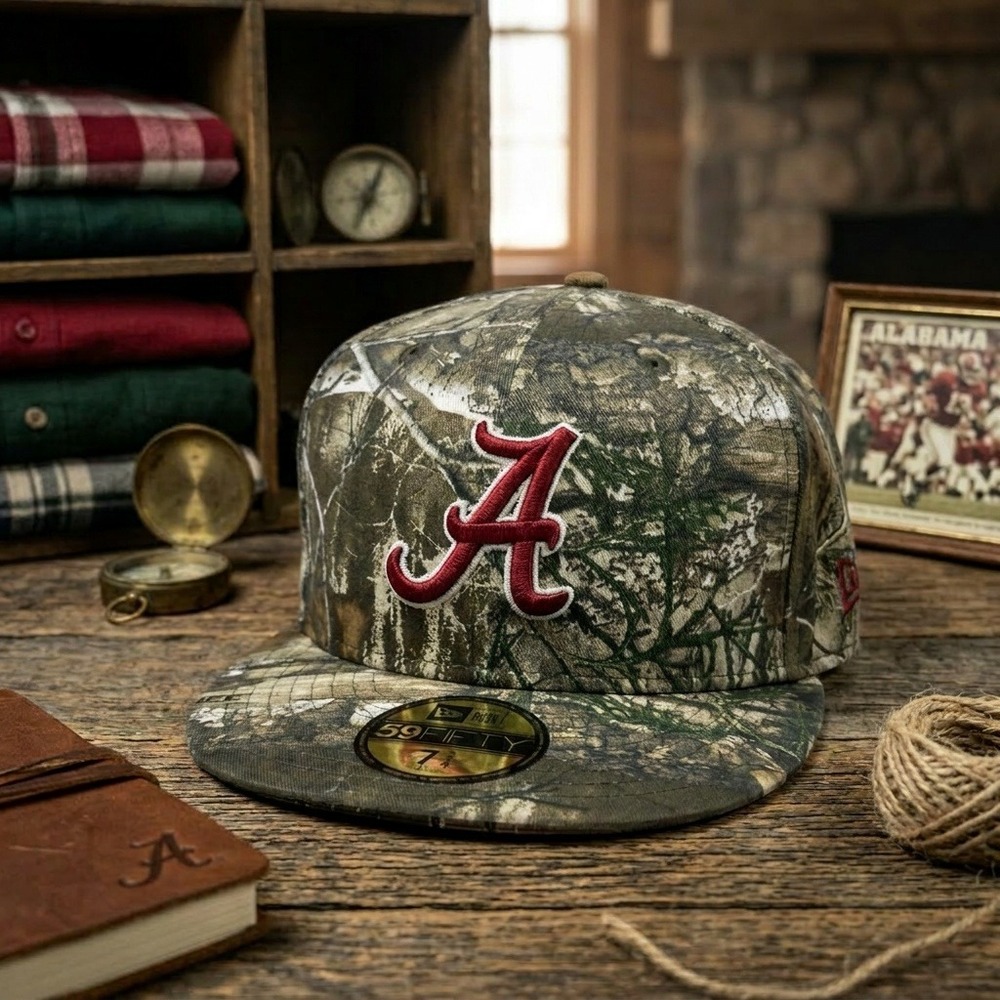 New Era 59FIFTY Alabama Crimson Tide Realtree Edge Camo Fitted Hat 7 3/4 NWT